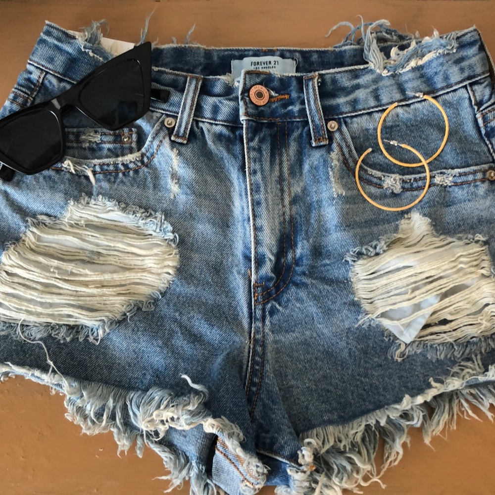Forever21 high rise cut offs